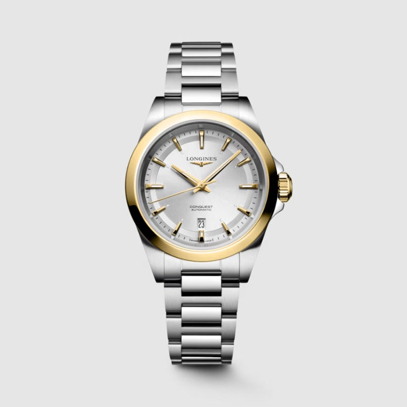 Longines "Conquest" Watch with Sunray Silver Dial, 30mm