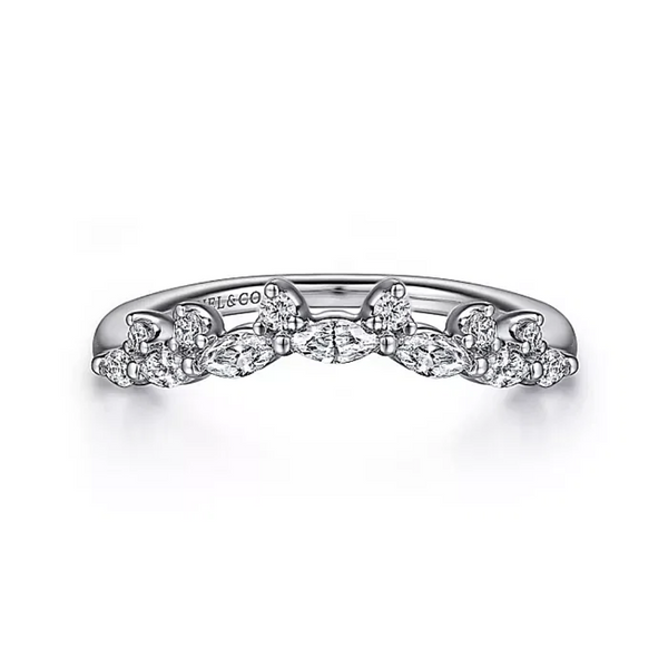Round and Marquise Diamond Contour Band