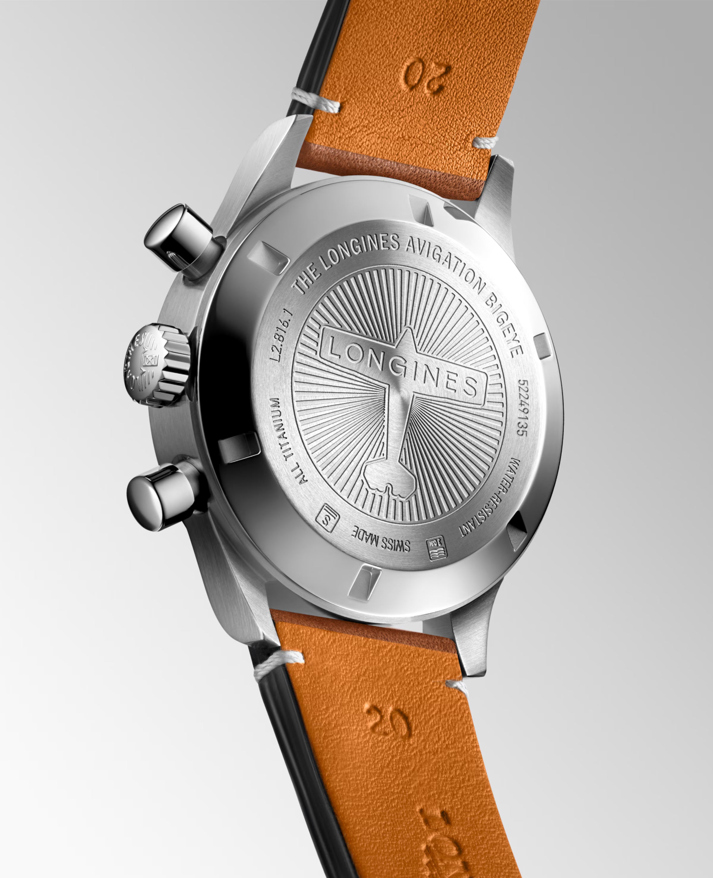 Longines "AVIGATION BIGEYE" Titanium Watch with Brown Leather Band, 41mm - Carter's Collective Fine Jewelry