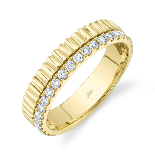 Two Row Fluted & Diamond Stackable Band