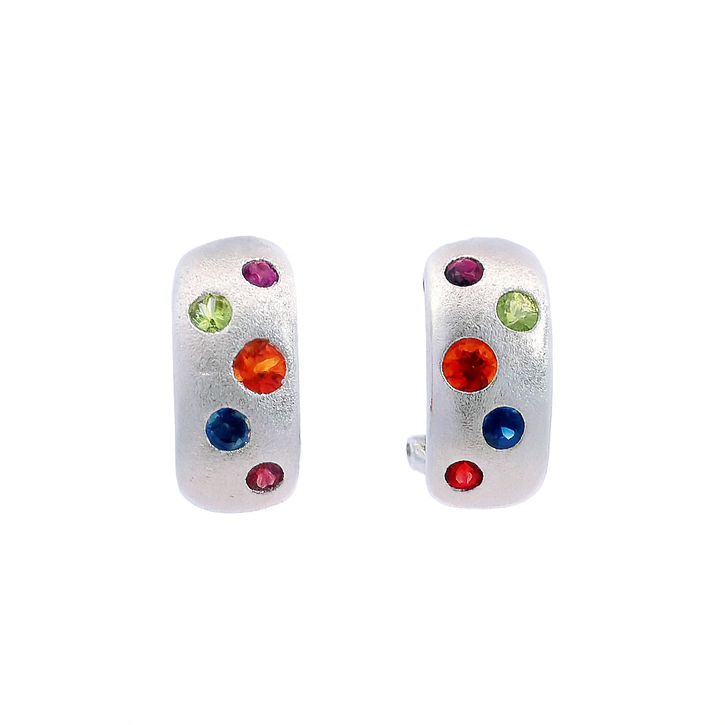 Multi-Colored Sapphire Bezel Set Huggies, 1.08 CTTW - Carter's Collective Fine Jewelry
