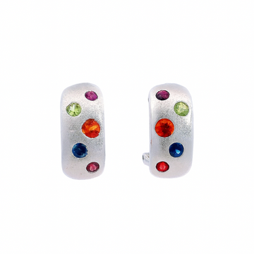 Multi-Colored Sapphire Bezel Set Huggies, 1.08 CTTW - Carter's Collective Fine Jewelry