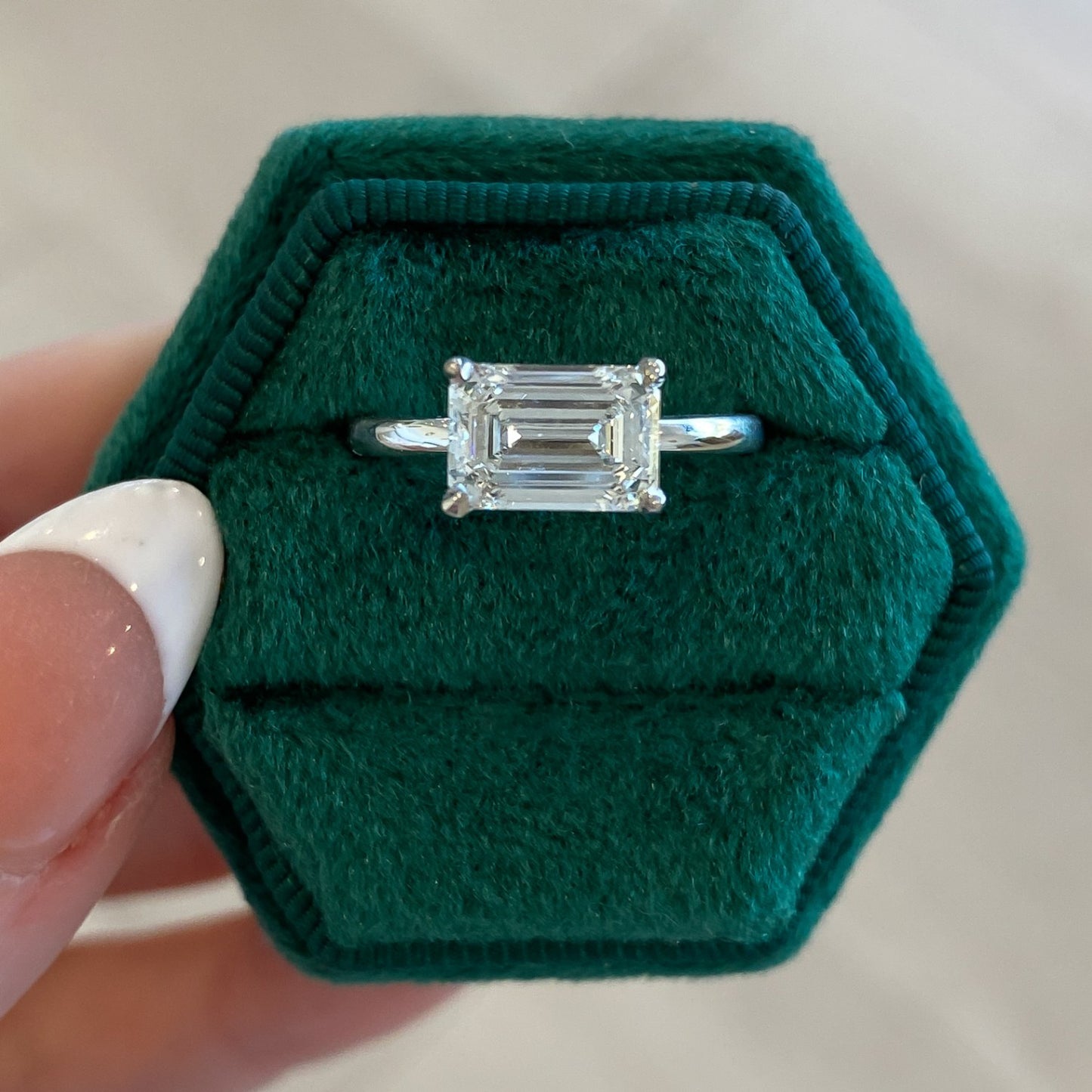 Azalea East to West Emerald Cut Lab Grown Diamond Solitaire Engagement Ring