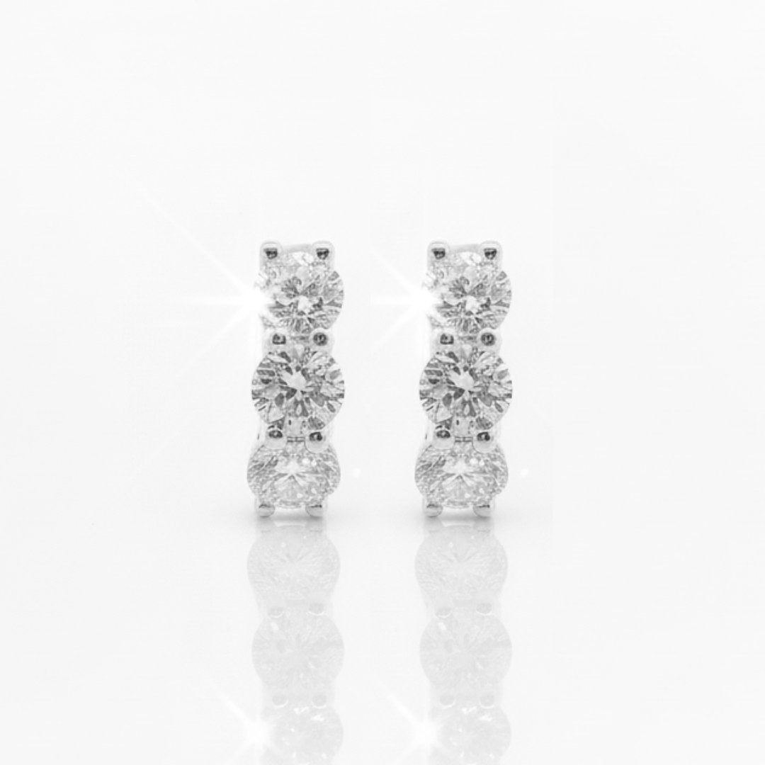 Diana Lab Grown Round Diamond Huggie Hoop Earrings, White Gold