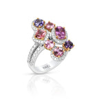 Multi Color Sapphire Halo Fashion Ring, 4.01 CTTW - Carter's Collective Fine Jewelry