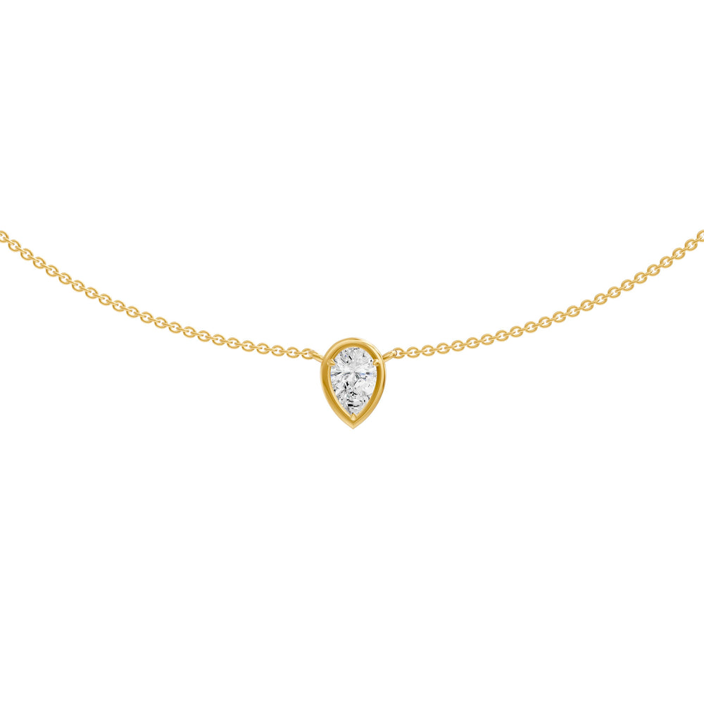 Pear Shape Lab Grown Diamond Faux Bezel Solitaire Necklace, 0.50 CTTW - Carter's Collective Fine Jewelry