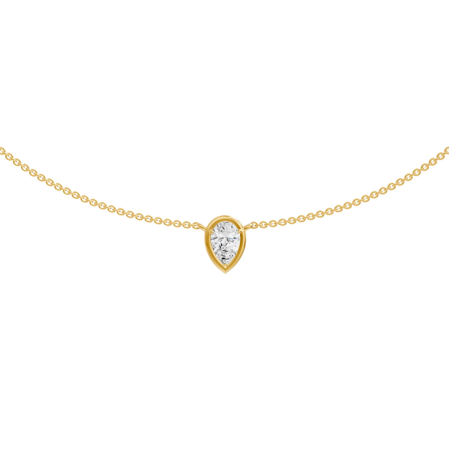 Pear Shape Lab Grown Diamond Faux Bezel Solitaire Necklace, 0.50 CTTW - Carter's Collective Fine Jewelry