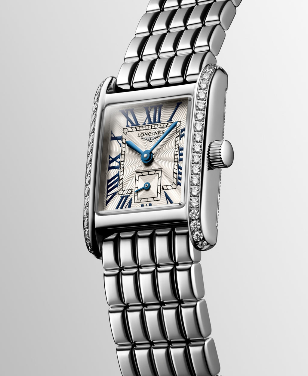 Longines "Mini Dolcevita" Watch with Silver "flinqué" Dial - 29mm, 0.46 CTTW - Carter's Collective Fine Jewelry