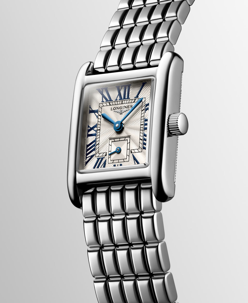 Longines "Mini Dolcevita" Watch with Silver "Flinqué" Dial, 29mm - Carter's Collective Fine Jewelry