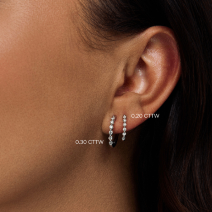 Essential Shared Prong Huggie Hoop Earrings, 0.30 CTTW - Carter's Collective Fine Jewelry