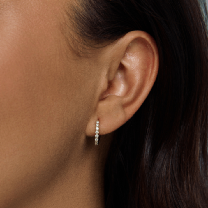 Double Duty Two Tone Diamond Huggie Hoop Earrings (Pair) - Carter's Collective Fine Jewelry