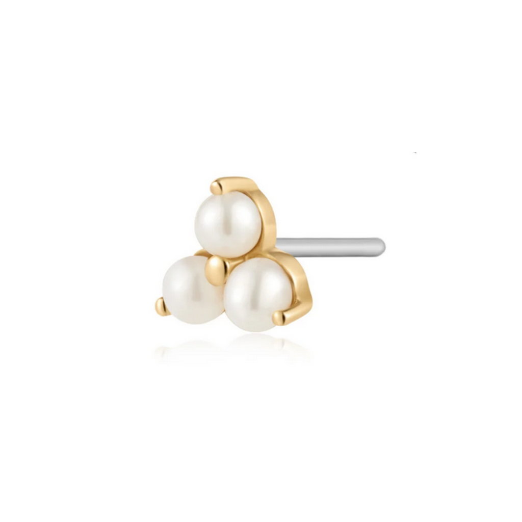 Etta Triple Pearl Piercing Stud Earring (Single) - Carter's Collective Fine Jewelry