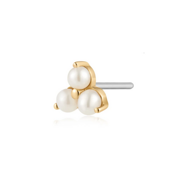 Etta Triple Pearl Piercing Stud Earring (Single) - Carter's Collective Fine Jewelry