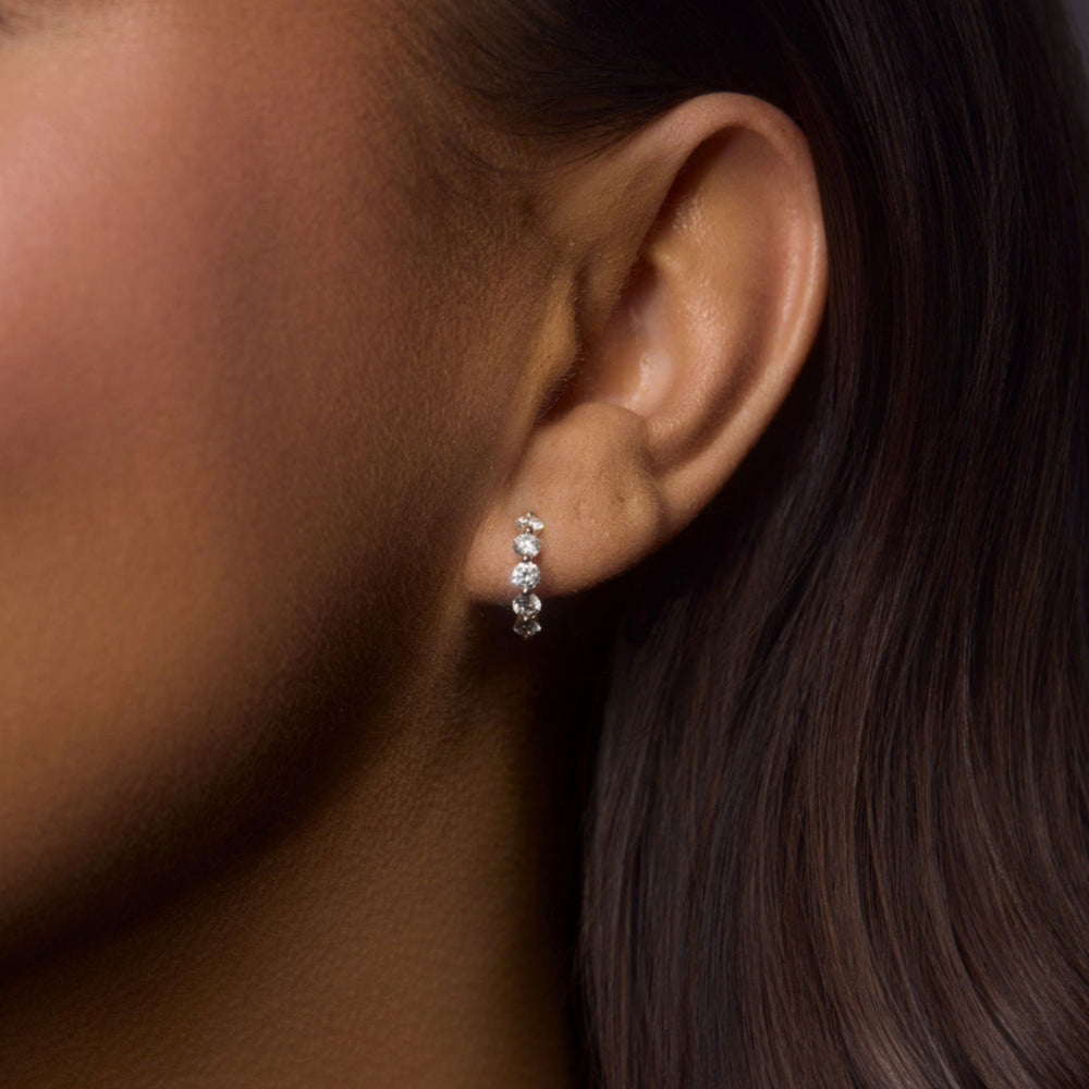 Essential Shared Prong Diamond Huggie Hoop Earrings, 0.92 CTTW - Carter's Collective Fine Jewelry