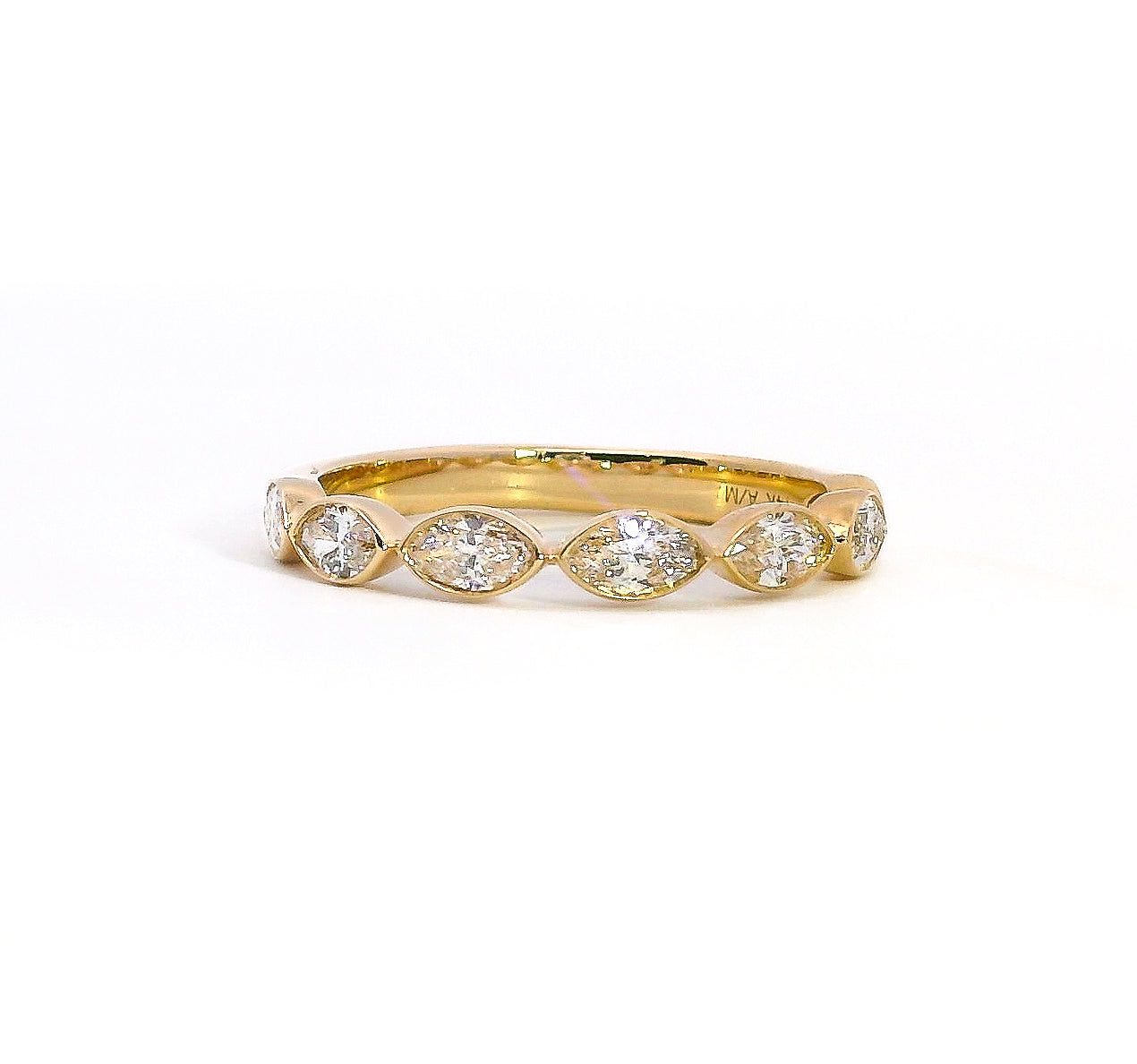 Lilac East West Marquise Diamond Bezel Wedding Band, 0.75 CTTW - Carter's Collective Fine Jewelry