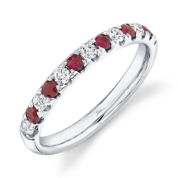 Ruby & Diamond Alternating Straight Stackable Band