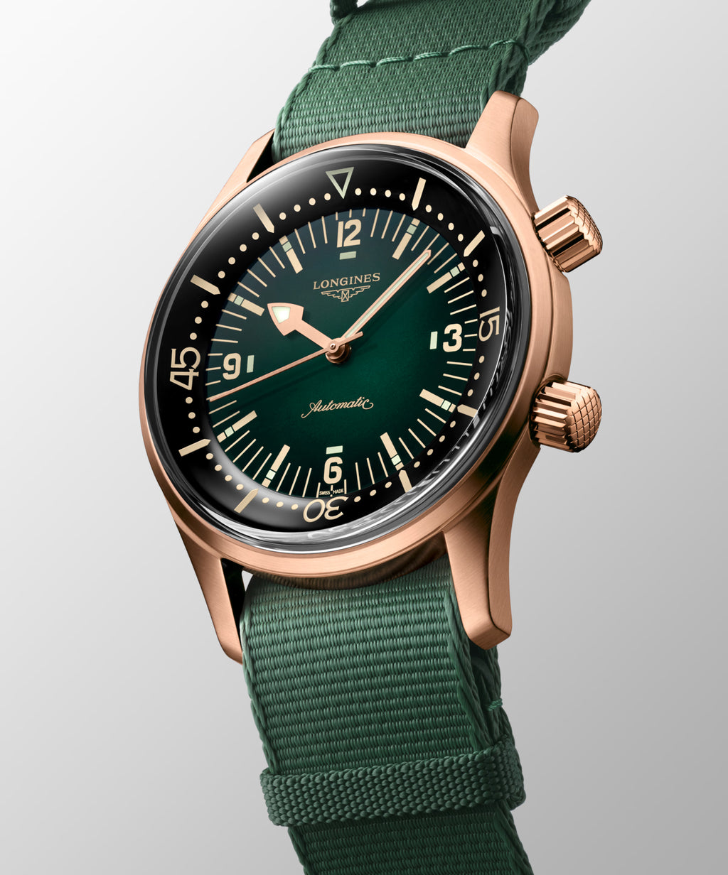 Longines "Legend Diver" Watch - Bronze/Titanium with Green Dial, 42mm - Carter's Collective Fine Jewelry