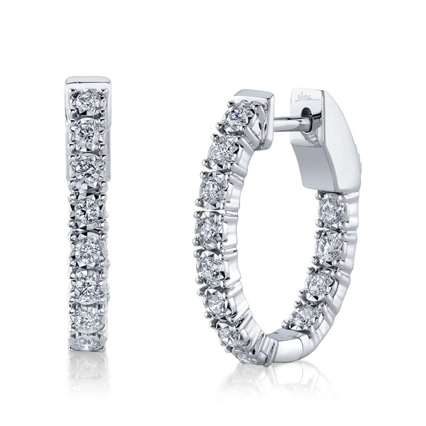 Oval Inside/Out Diamond Illusion Hoop Earrings (pair), 0.47 CTTW