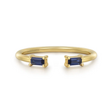 Two Stone Baguette Sapphire Open Design Ring