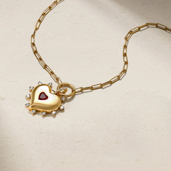 Sweetheart Ruby & Diamond Heart Necklace