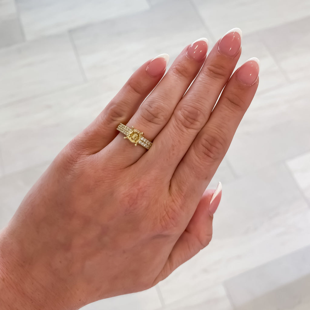 Round Double Row Diamond Band Engagement Ring Setting (Does Not Include Center Stone) - Carter's Collective Fine Jewelry