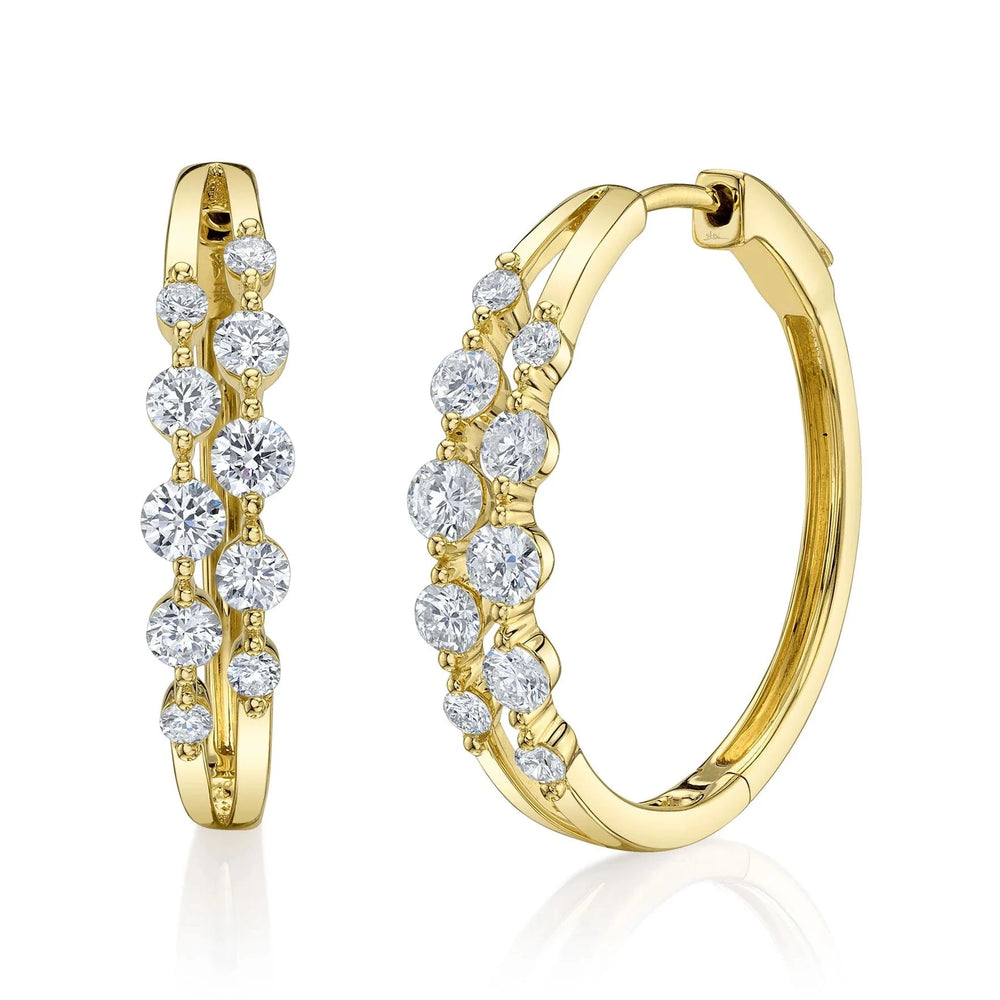 Double Row Diamond Hoop Earrings, 1.32 CTTW - Carter's Collective Fine Jewelry