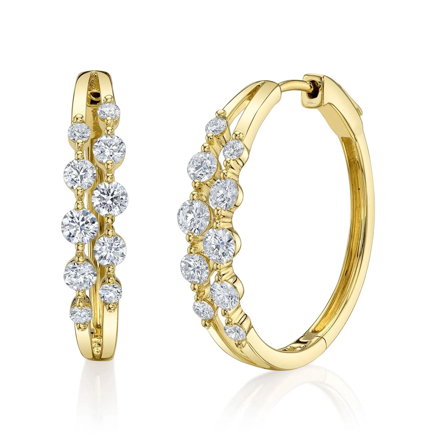 Double Row Diamond Hoop Earrings, 1.32 CTTW - Carter's Collective Fine Jewelry