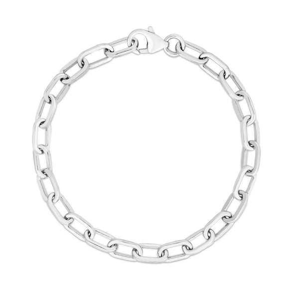 Sterling Silver Paper Clip Chain Bracelet, 7.5 Inches