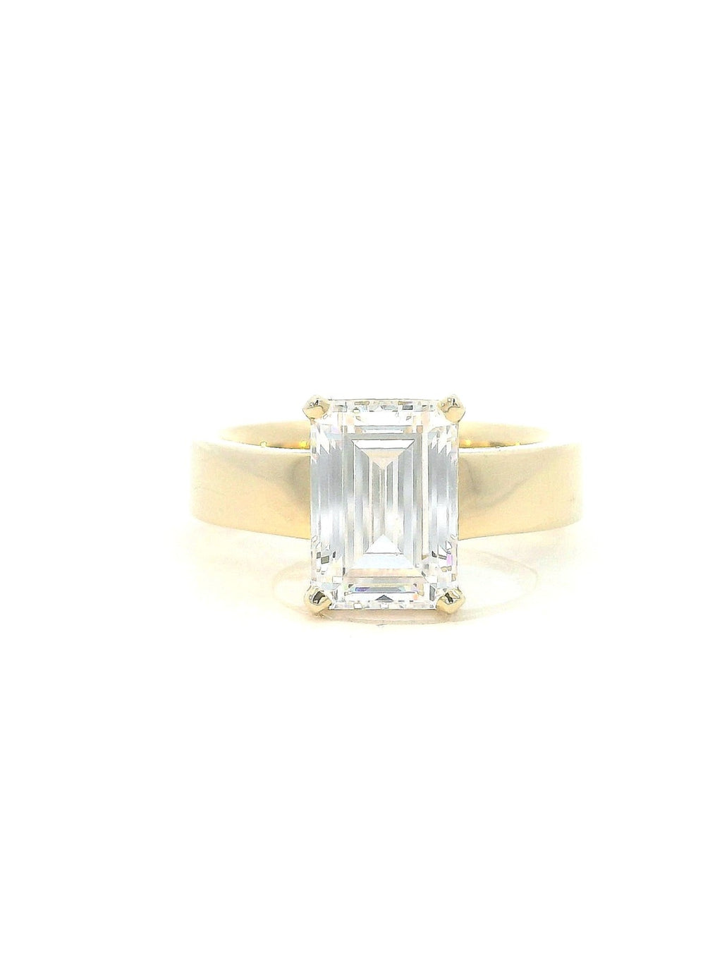 14ky - Emerald / Radiant Cut - 10x7mm - 4.50mm - Flat Band Semi Mount Eng Ring (CZ Center)