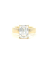 14ky - Emerald / Radiant Cut - 10x7mm - 4.50mm - Flat Band Semi Mount Eng Ring (CZ Center)