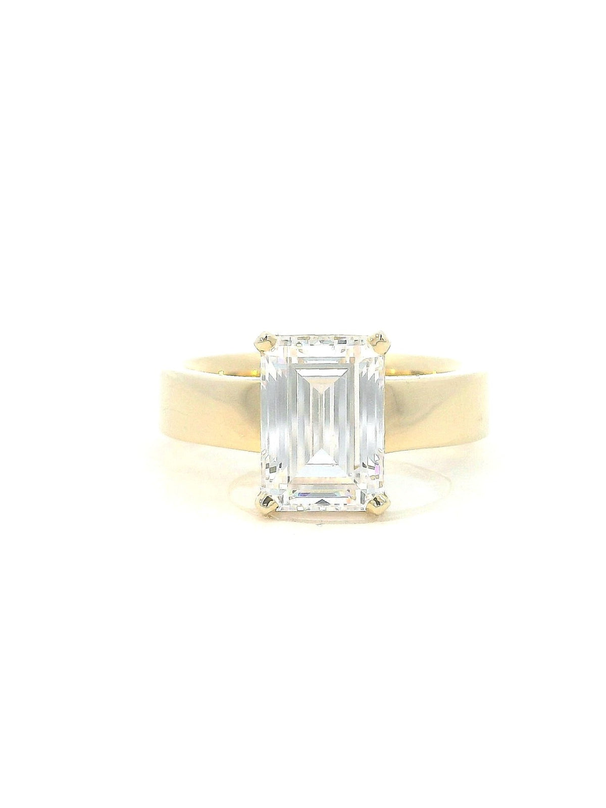 14ky - Emerald / Radiant Cut - 10x7mm - 4.50mm - Flat Band Semi Mount Eng Ring (CZ Center)