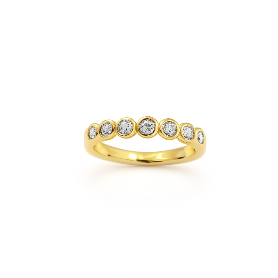 Yellow Gold Bezel Set Diamond Wedding Band, 0.48 CTTW - Carter's Collective Fine Jewelry