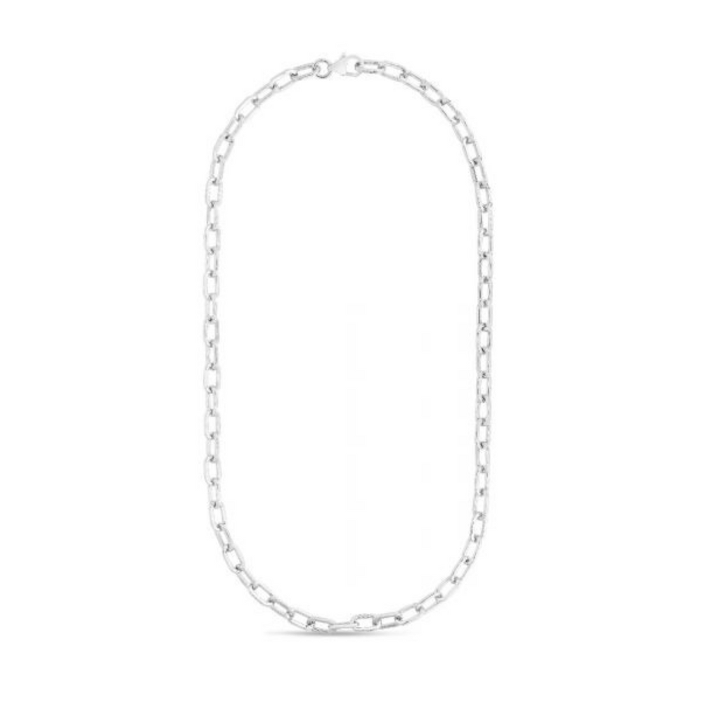 Sterling Silver Paper Clip Chain Necklace, 18 Inches