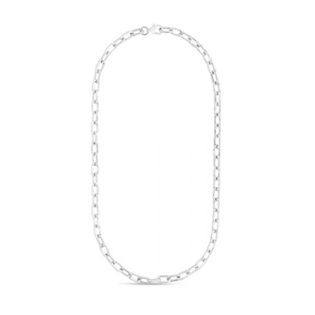 Sterling Silver Paper Clip Chain Necklace, 18 Inches