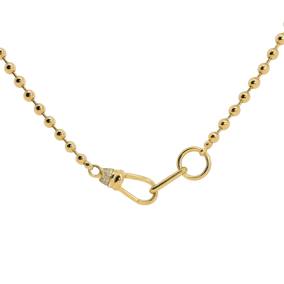 Open Bead Chain with Pavé Diamond Lobster Clasp, 0.12 CTTW - Carter's Collective Fine Jewelry