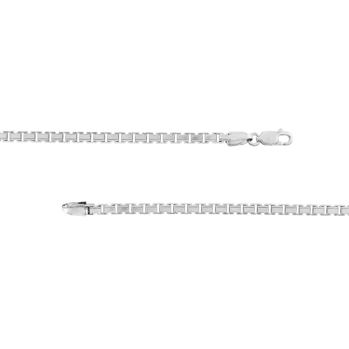 Sterling Silver Solid Box Chain Necklace, 22 Inches