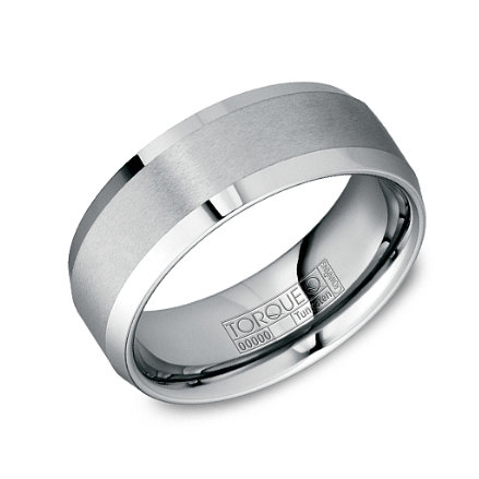 Men's Wedding Band with Sandpaper Center and Polished Edges, 8mm - Carter's Collective Fine Jewelry