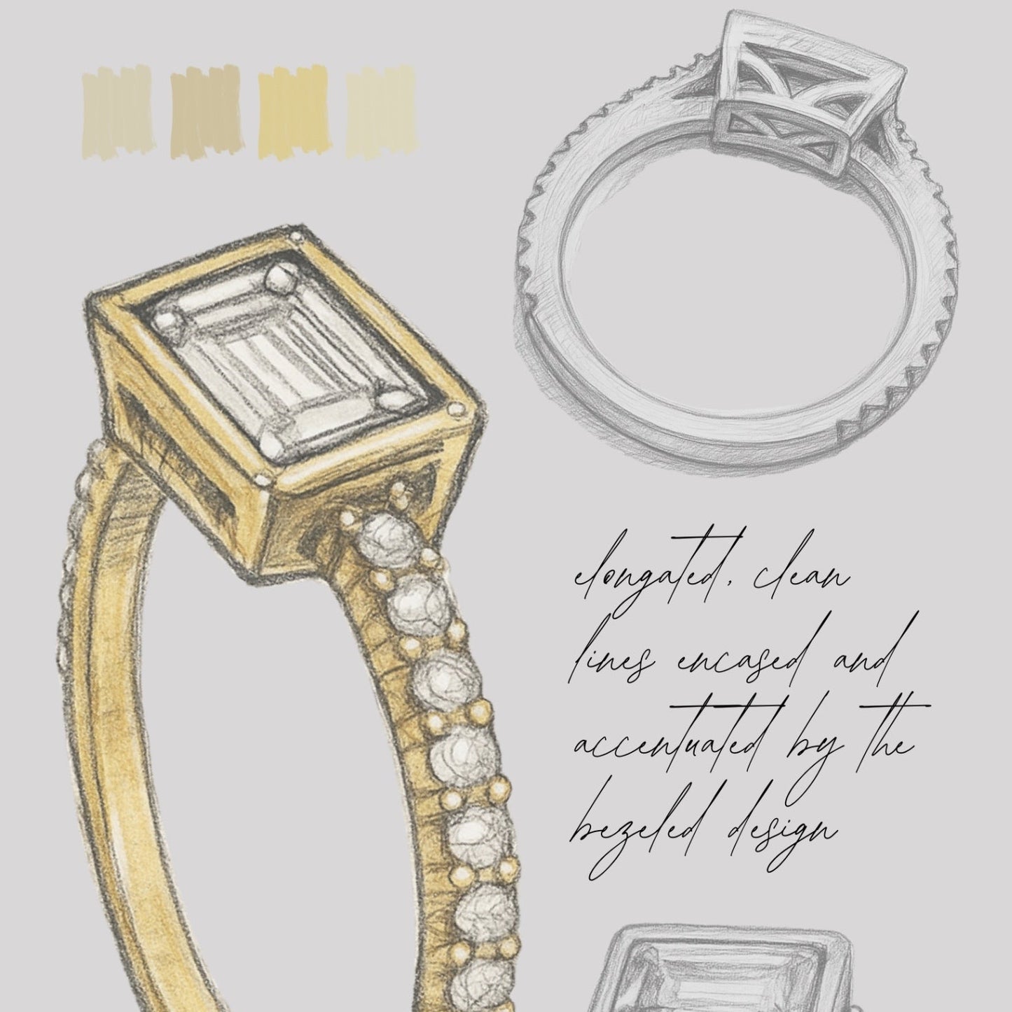 Bespoke Baguette Cut Natural Diamond East to West Bezel Set Engagement Ring - Carter's Collective Fine Jewelry
