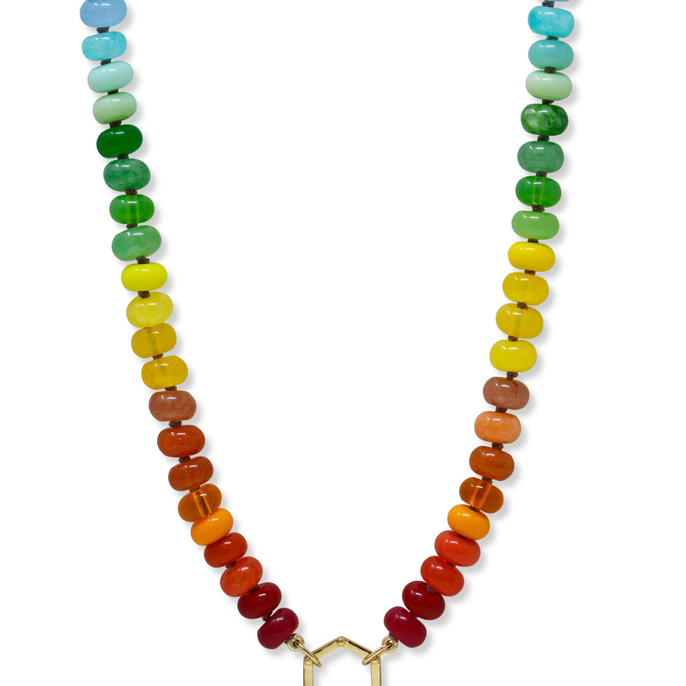 Rainbow Jade Necklace with Hexagon Story Catcher - Carter's Collective Fine Jewelry