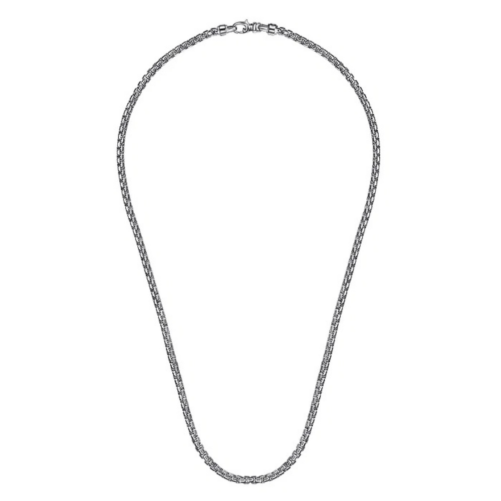 Sterling Silver Solid Box Chain Necklace, 22 Inches