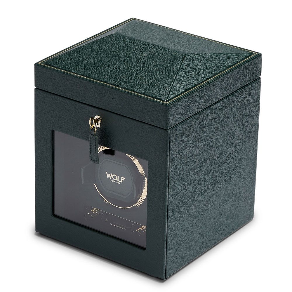 British Racing Green Single Watch Winder with Storage - Carter's Collective Fine Jewelry