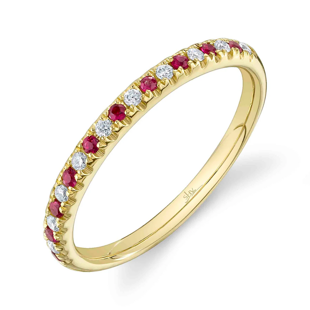 Ruby & Diamond Alternating Straight Stackable Band