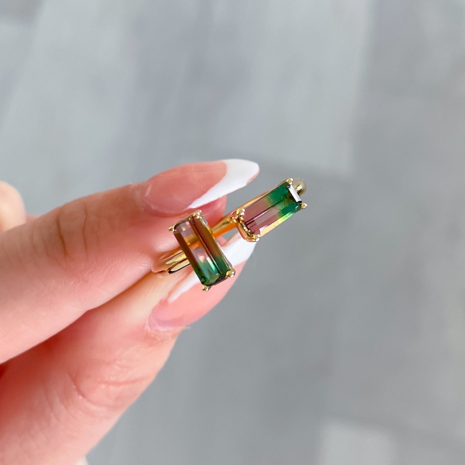 Watermelon Tourmaline Two Stone Ring - Last Chance - Carter's Collective Fine Jewelry