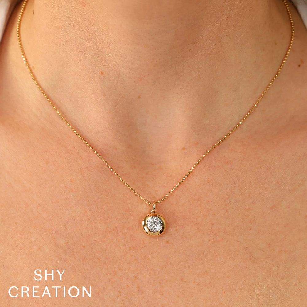 Diamond Pavé Circle Necklace on Ball Chain, 0.18 CTTW - Carter's Collective Fine Jewelry