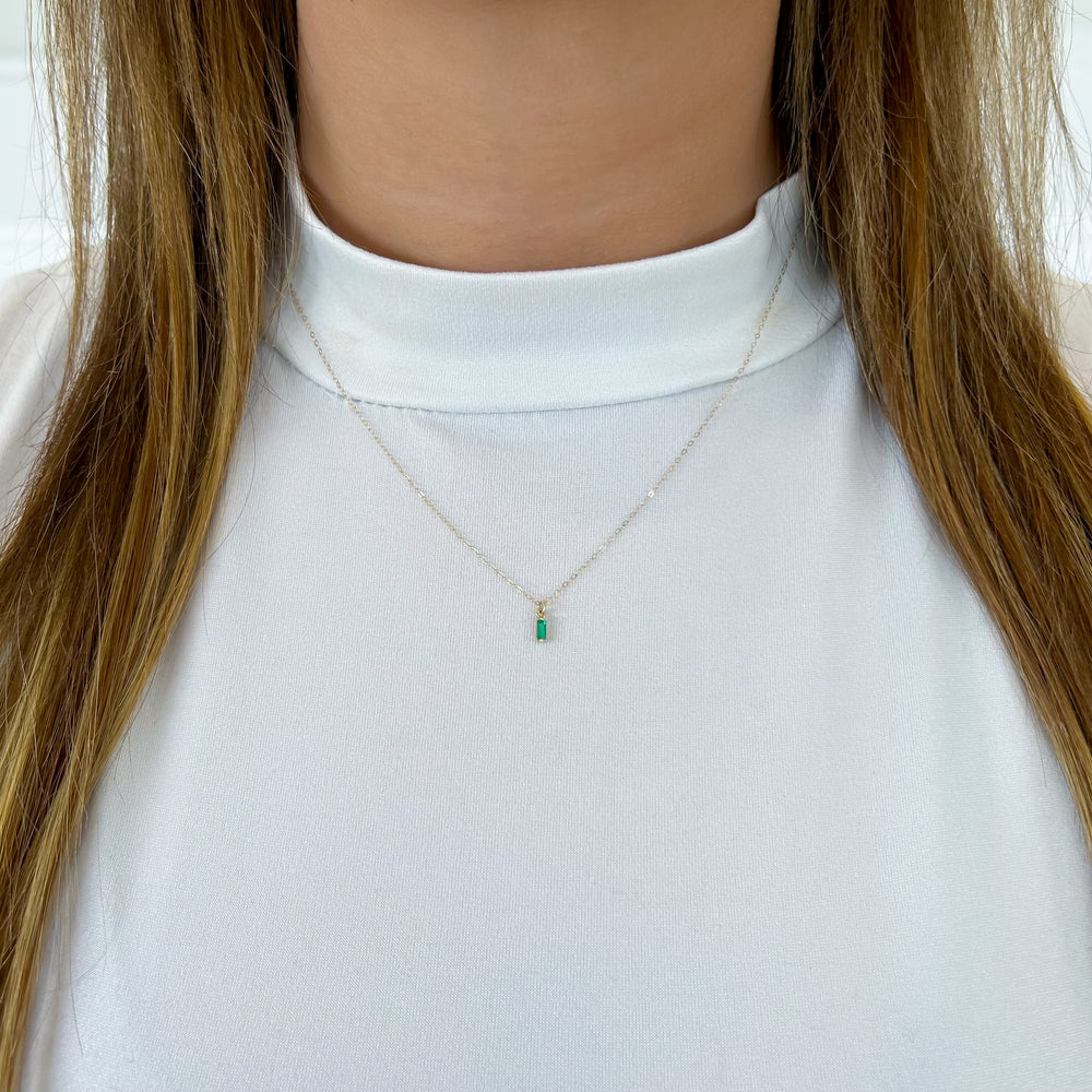 Baguette Emerald Gemstone Necklace