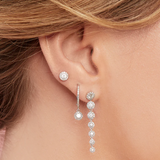 Diamond Halo Charm Dangle Earrings