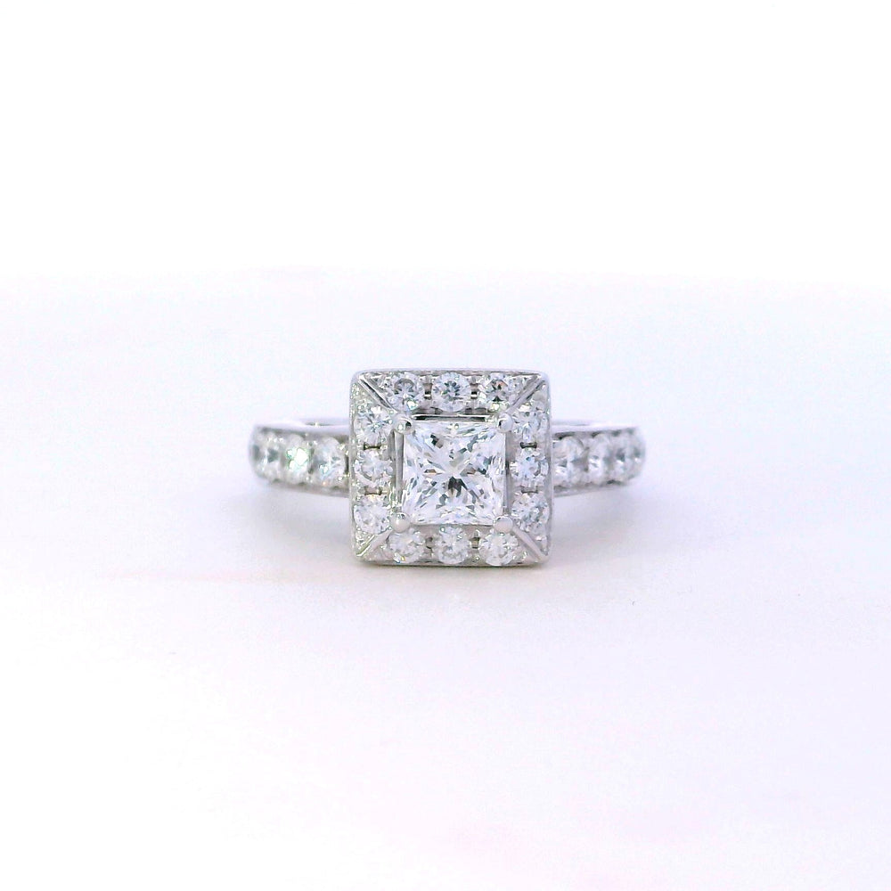 
                  
                    Previously Loved Princess Cut Natural Diamond Engagement Ring with Diamond Halo
                  
                