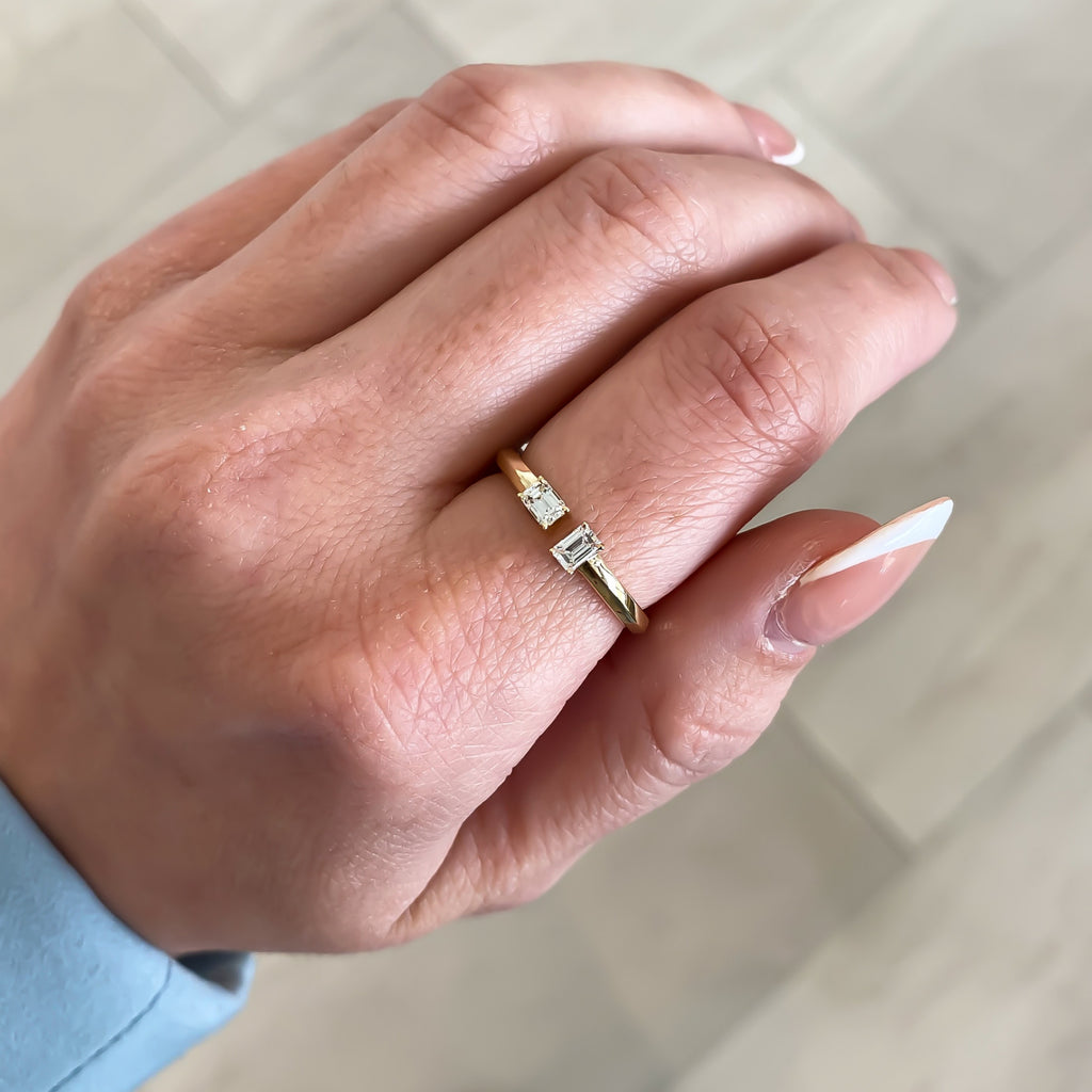 Emerald Cut Natural Diamond Toi Et Moi Open Design Ring - Carter's Collective Fine Jewelry