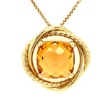 Previously Loved Citrine Cushion Pendant with Rope Halo