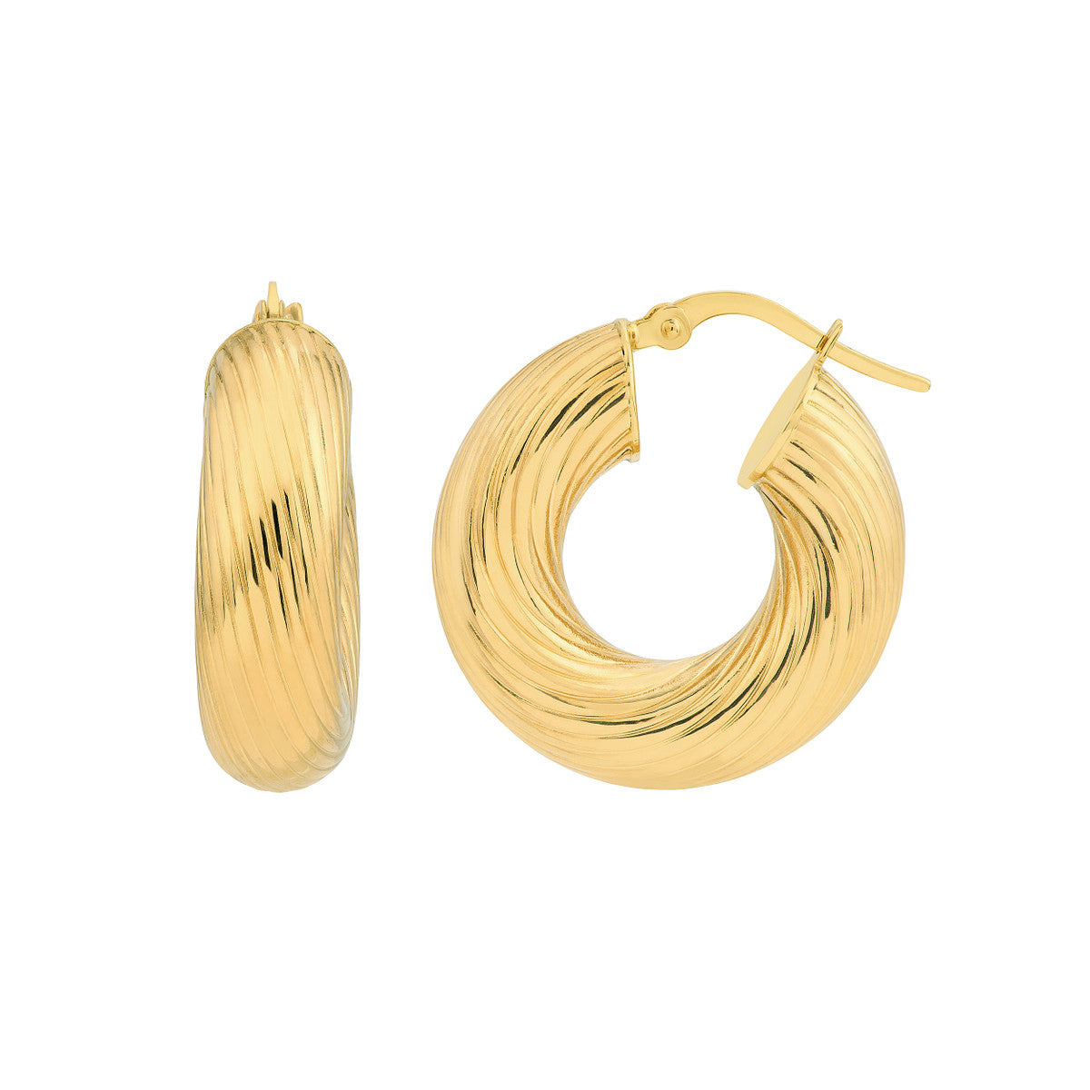 Round Textured Tube Hoop Earrings